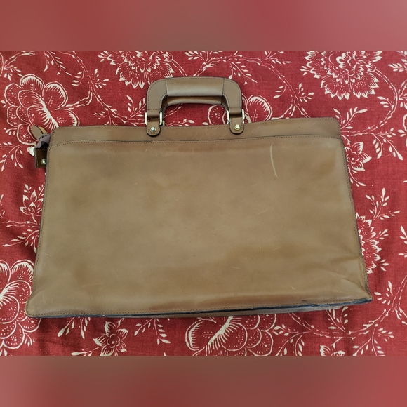 I Medici Italia Leather Brief Case Portfolio Document Carrier Tan - Picture 12 of 15